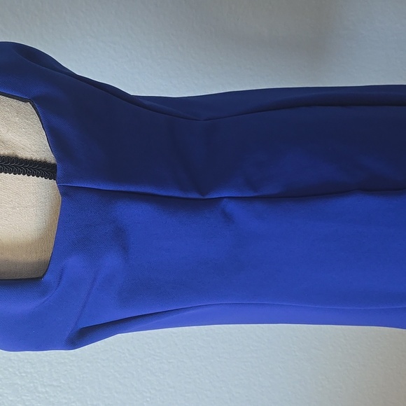 ZARA WOMAN Royal Blue Mini Dress Back Zip Sleeveless Deep V Neck & Back Sz Large - Picture 5 of 14